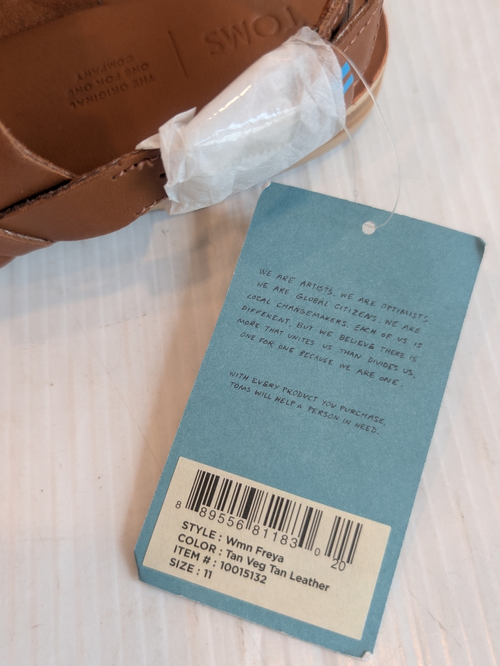 TOMS Freya Women's Tan Vegan Leather Strappy Slingback Sandals Size 11 - Picture 2 of 8